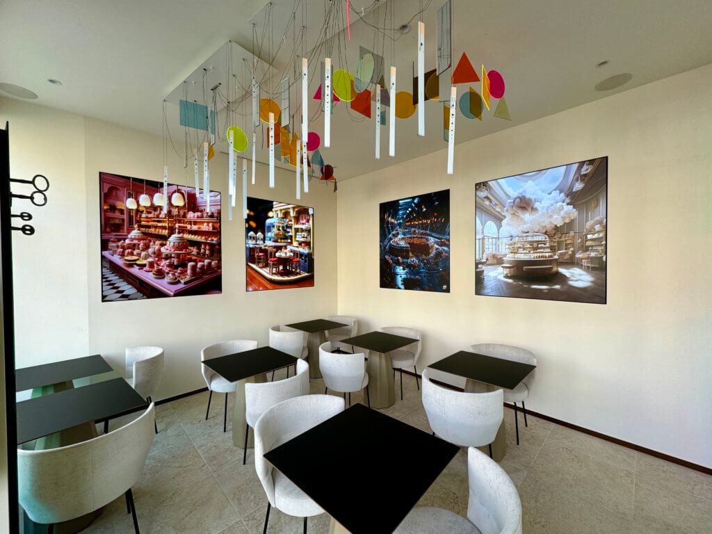 Videowall affichage dynamique pâtisserie Othmane Khoris rue du Rhône Genève DIGICAST.