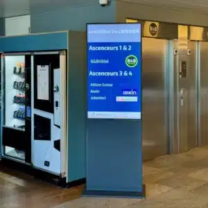 Totem conçu sur mesure par DIGICAST pour la régie MoveIm à Lausanne